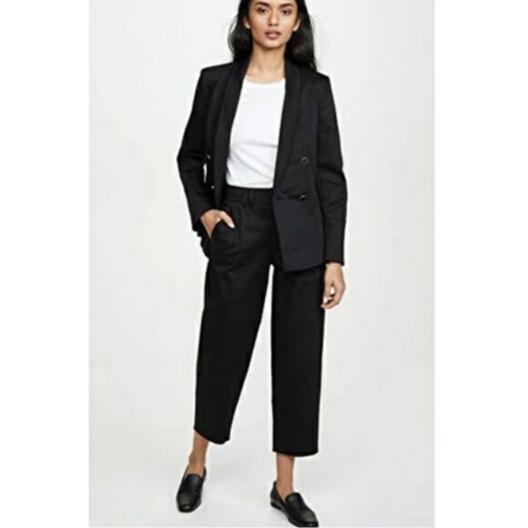 AYR The Me Time Pleated Cropped High Rise Pants Black - Picture 2 of 12
